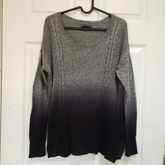 American Eagle Gray Black Ombre Wool Blend Open Knit Sweater - Picture 1 of 6